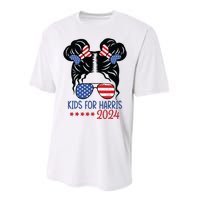 Harris 2024 President Girl Messy Bun American Flag Performance Sprint T-Shirt