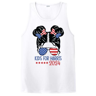 Harris 2024 President Girl Messy Bun American Flag PosiCharge Competitor Tank