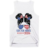 Harris 2024 President Girl Messy Bun American Flag Tank Top