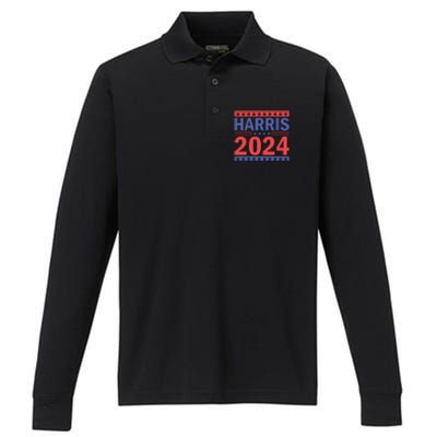 Harris 2024 Political Support Graphics Performance Long Sleeve Polo