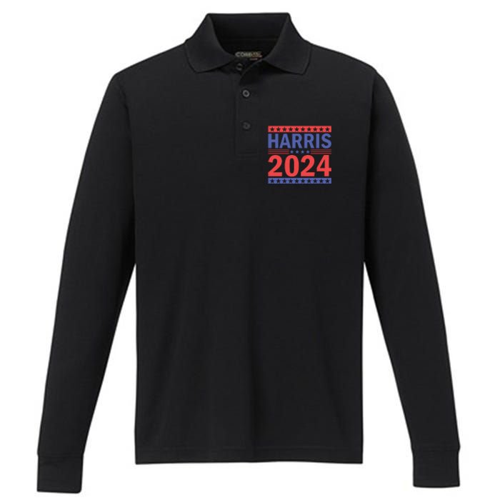 Harris 2024 Political Support Graphics Performance Long Sleeve Polo