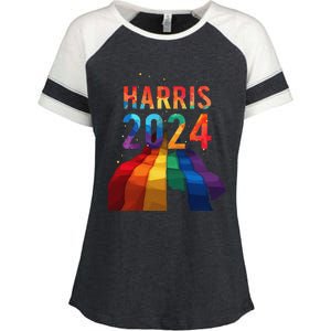 Harris 2024 Pride Enza Ladies Jersey Colorblock Tee