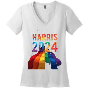 Harris 2024 Pride Women's V-Neck T-Shirt