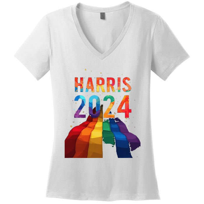 Harris 2024 Pride Women's V-Neck T-Shirt