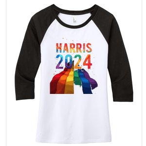 Harris 2024 Pride Women's Tri-Blend 3/4-Sleeve Raglan Shirt