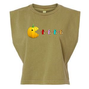 Halloween 2020 Pumpkin Eats Ghosts Trick Or Treaters Gamer Great Gift Garment-Dyed Women's Muscle Tee