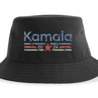 Harris 2024 Retro Grunge Stripes Vintage Kamala Harris 2024 Sustainable Bucket Hat