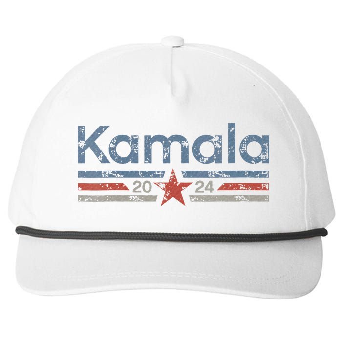 Harris 2024 Retro Grunge Stripes Vintage Kamala Harris 2024 Snapback Five-Panel Rope Hat