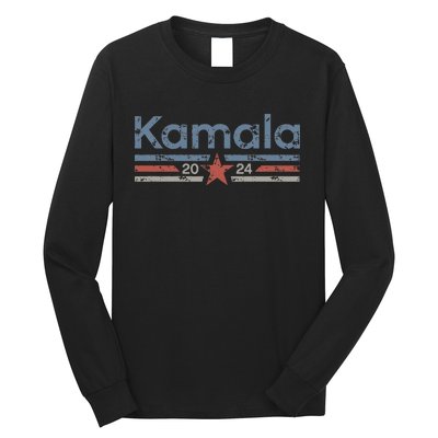 Harris 2024 Retro Grunge Stripes Vintage Kamala Harris 2024 Long Sleeve Shirt