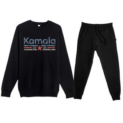 Harris 2024 Retro Grunge Stripes Vintage Kamala Harris 2024 Premium Crewneck Sweatsuit Set