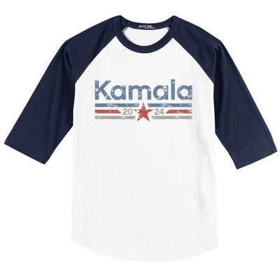 Harris 2024 Retro Grunge Stripes Vintage Kamala Harris 2024 Baseball Sleeve Shirt