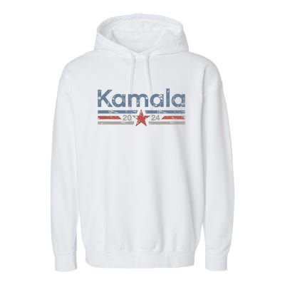 Harris 2024 Retro Grunge Stripes Vintage Kamala Harris 2024 Garment-Dyed Fleece Hoodie