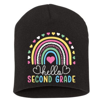 Hello 2nd Second Grade Teacher Short Acrylic Beanie