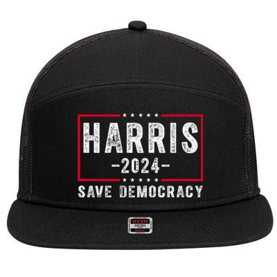 Harris 2024 Save Democracy Election 7 Panel Mesh Trucker Snapback Hat