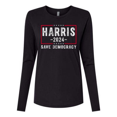 Harris 2024 Save Democracy Election Womens Cotton Relaxed Long Sleeve T-Shirt