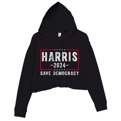 Harris 2024 Save Democracy Election Crop Fleece Hoodie