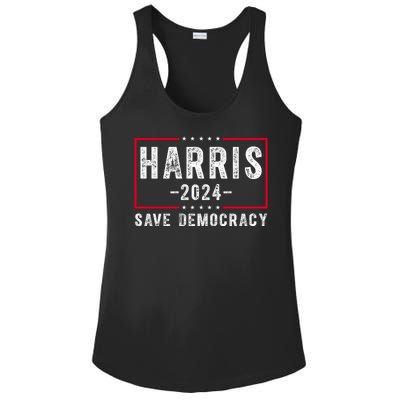 Harris 2024 Save Democracy Election Ladies PosiCharge Competitor Racerback Tank