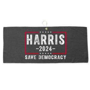 Harris 2024 Save Democracy Election Large Microfiber Waffle Golf Towel