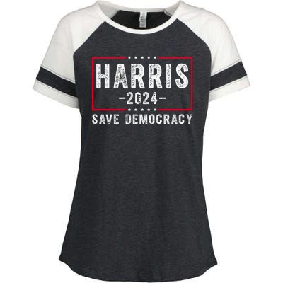 Harris 2024 Save Democracy Election Enza Ladies Jersey Colorblock Tee