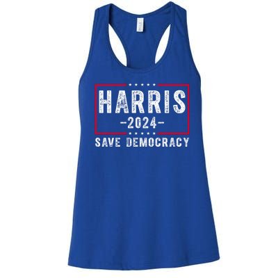 Harris 2024 Save Democracy Election Women's Racerback Tank