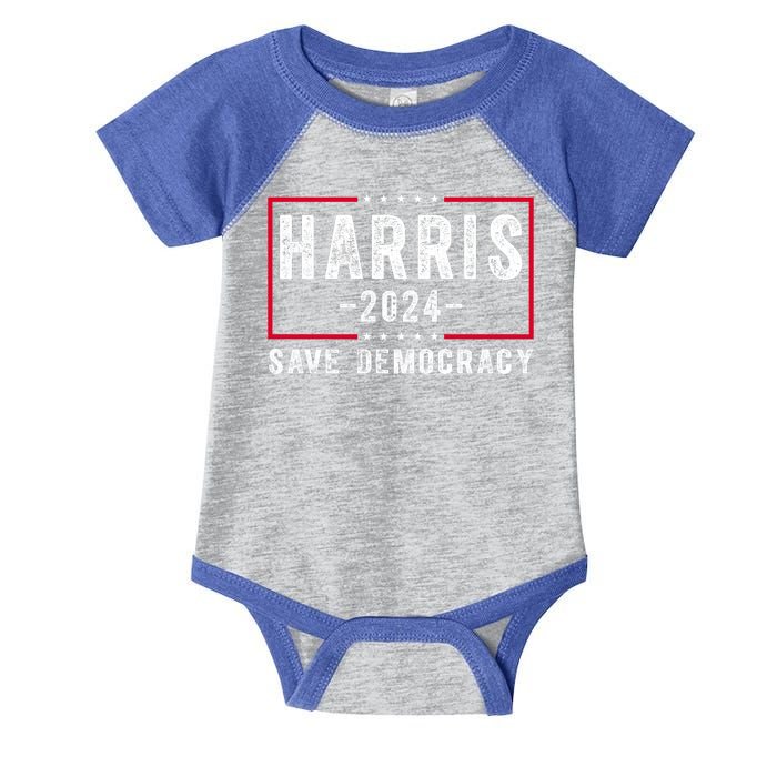 Harris 2024 Save Democracy Election Infant Baby Jersey Bodysuit