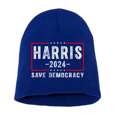 Harris 2024 Save Democracy Election Short Acrylic Beanie