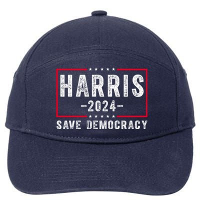 Harris 2024 Save Democracy Election 7-Panel Snapback Hat