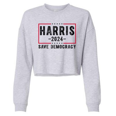 Harris 2024 Save Democracy Election Cropped Pullover Crew