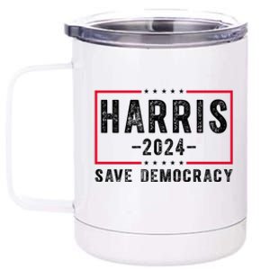 Harris 2024 Save Democracy Election 12 oz Stainless Steel Tumbler Cup