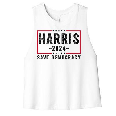 Harris 2024 Save Democracy Election Women's Racerback Cropped Tank