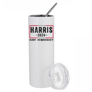 Harris 2024 Save Democracy Election Stainless Steel Tumbler