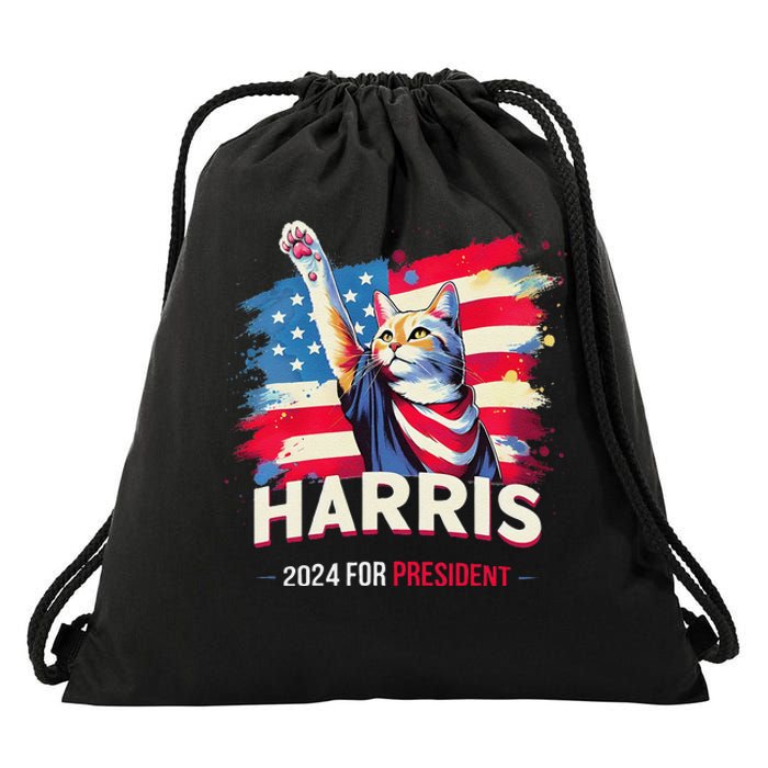 Harris 2024 Save Democratic Kamala Harris Cat Ladies 2024 Drawstring Bag