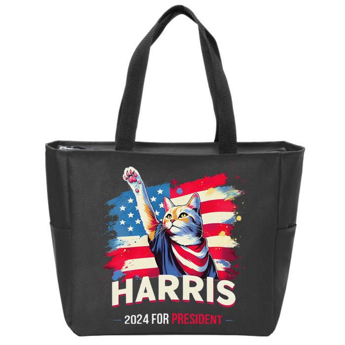 Harris 2024 Save Democratic Kamala Harris Cat Ladies 2024 Zip Tote Bag