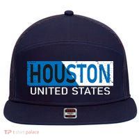 Houston 2 Tone Block Logo 7 Panel Mesh Trucker Snapback Hat