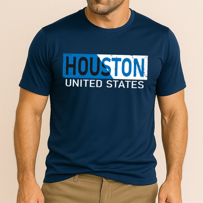 Houston 2 Tone Block Logo Cooling Performance Crew T-Shirt