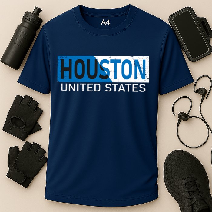 Houston 2 Tone Block Logo Cooling Performance Crew T-Shirt