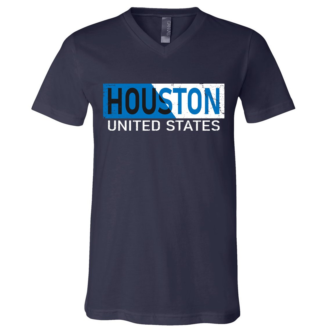 Houston 2 Tone Block Logo V-Neck T-Shirt