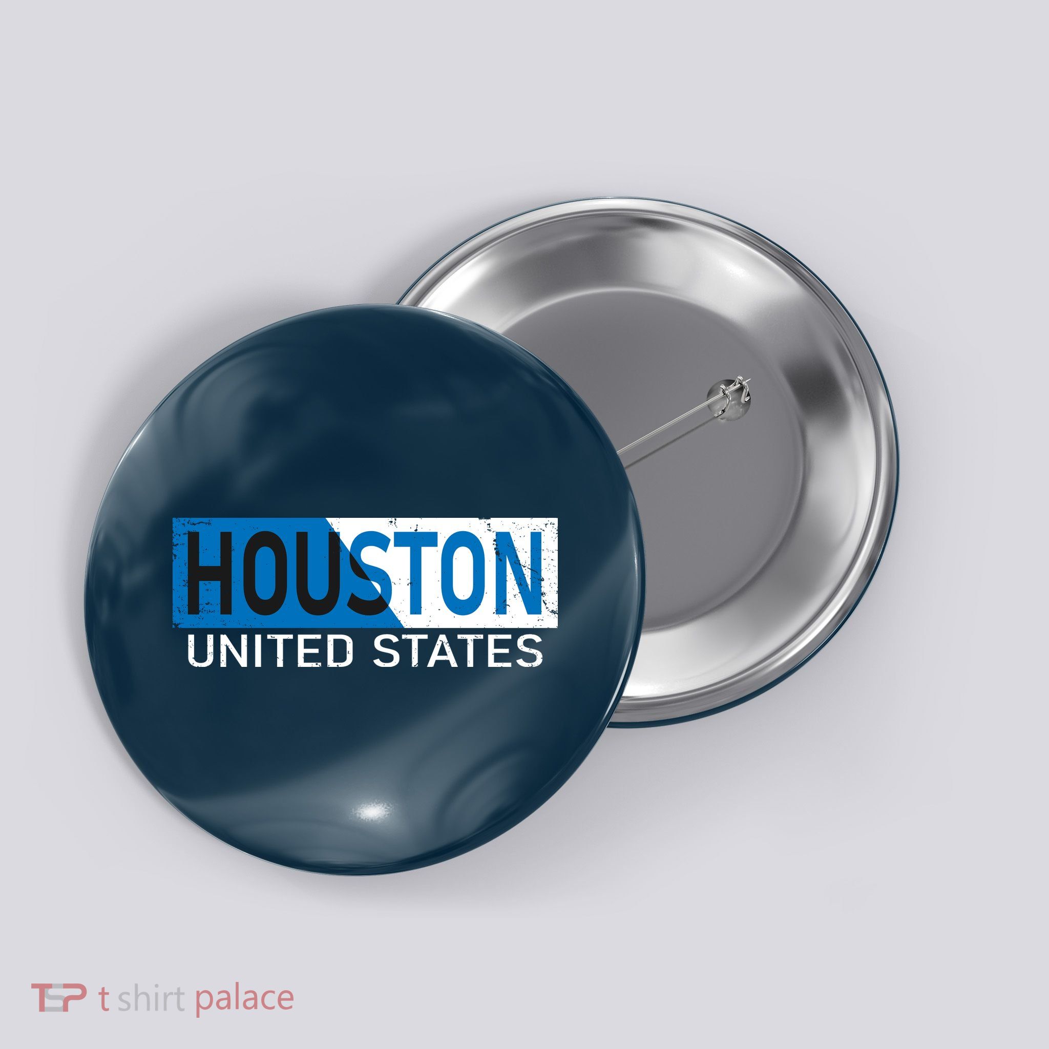 Houston 2 Tone Block Logo Button