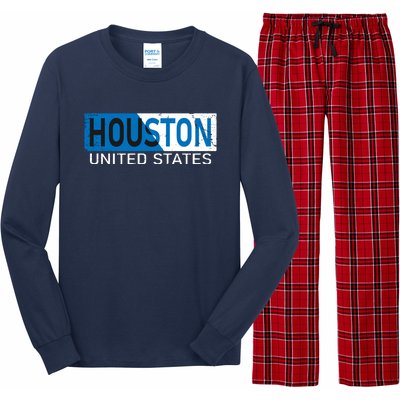 Houston 2 Tone Block Logo Long Sleeve Pajama Set