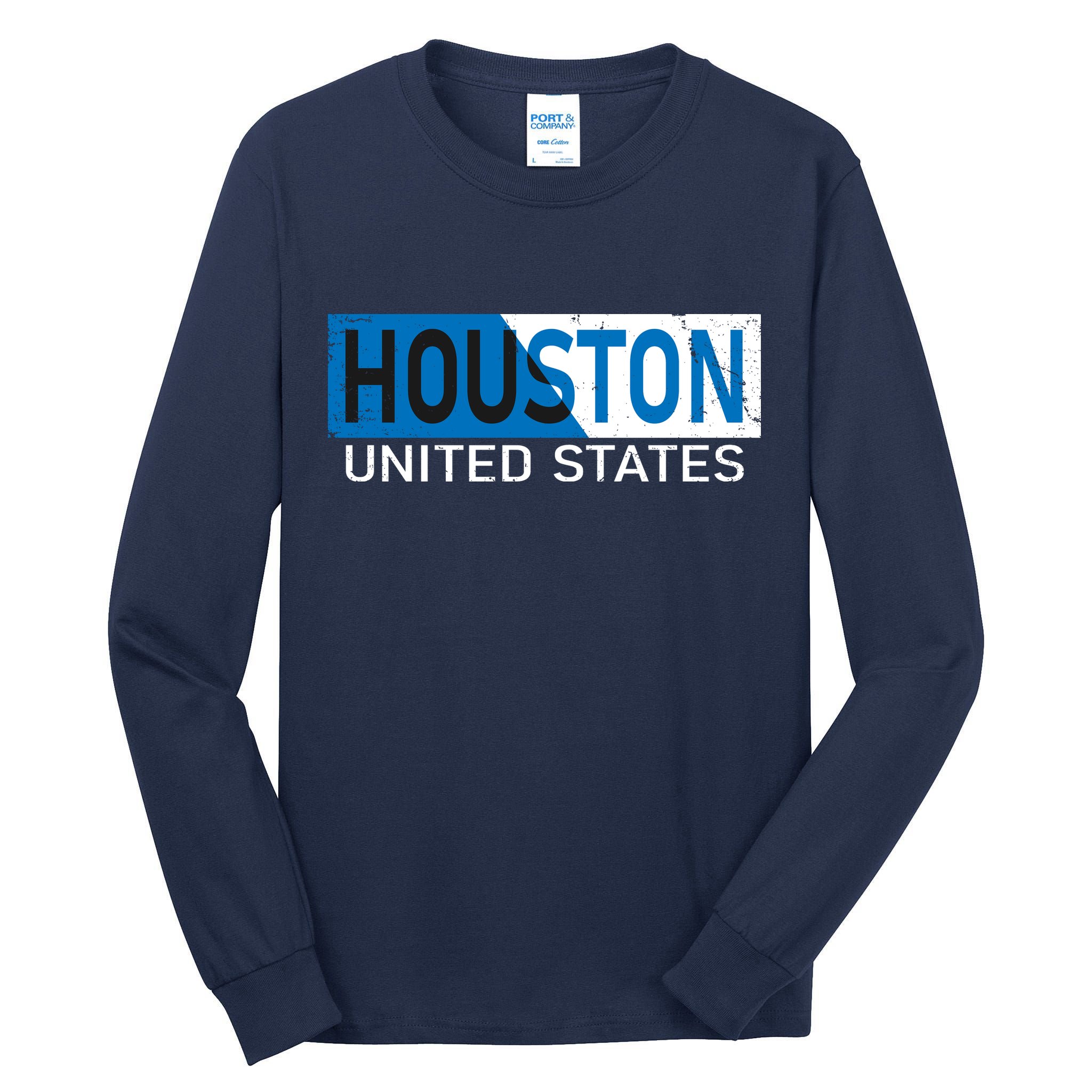 Houston 2 Tone Block Logo Tall Long Sleeve T-Shirt