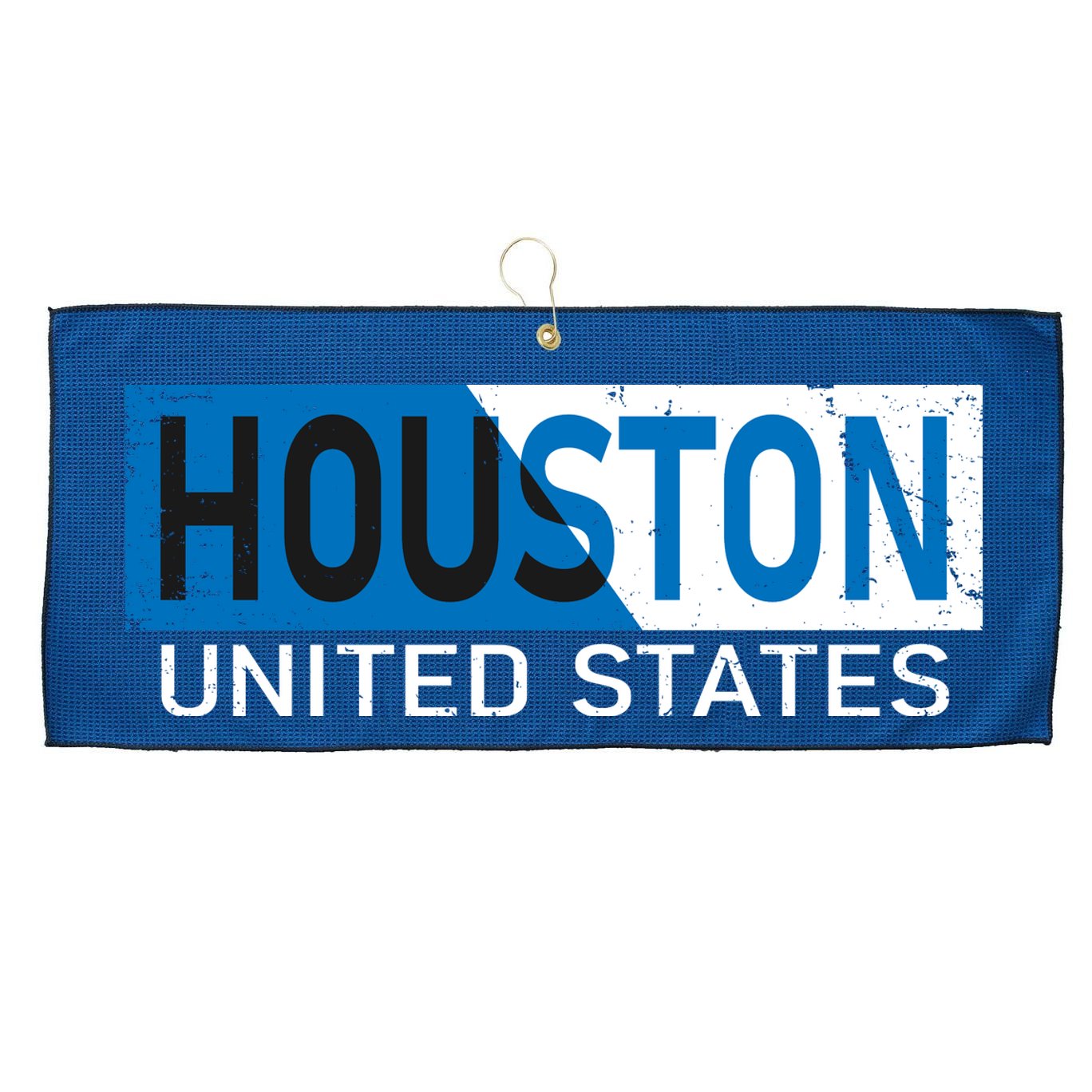 Houston 2 Tone Block Logo Large Microfiber Waffle Golf Towel