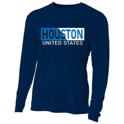 Houston 2 Tone Block Logo Cooling Performance Long Sleeve Crew