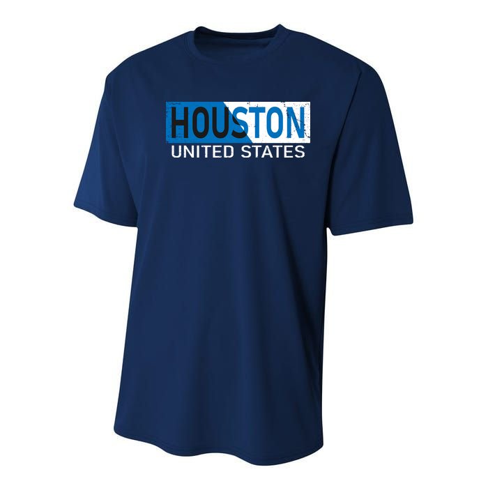 Houston 2 Tone Block Logo Youth Performance Sprint T-Shirt