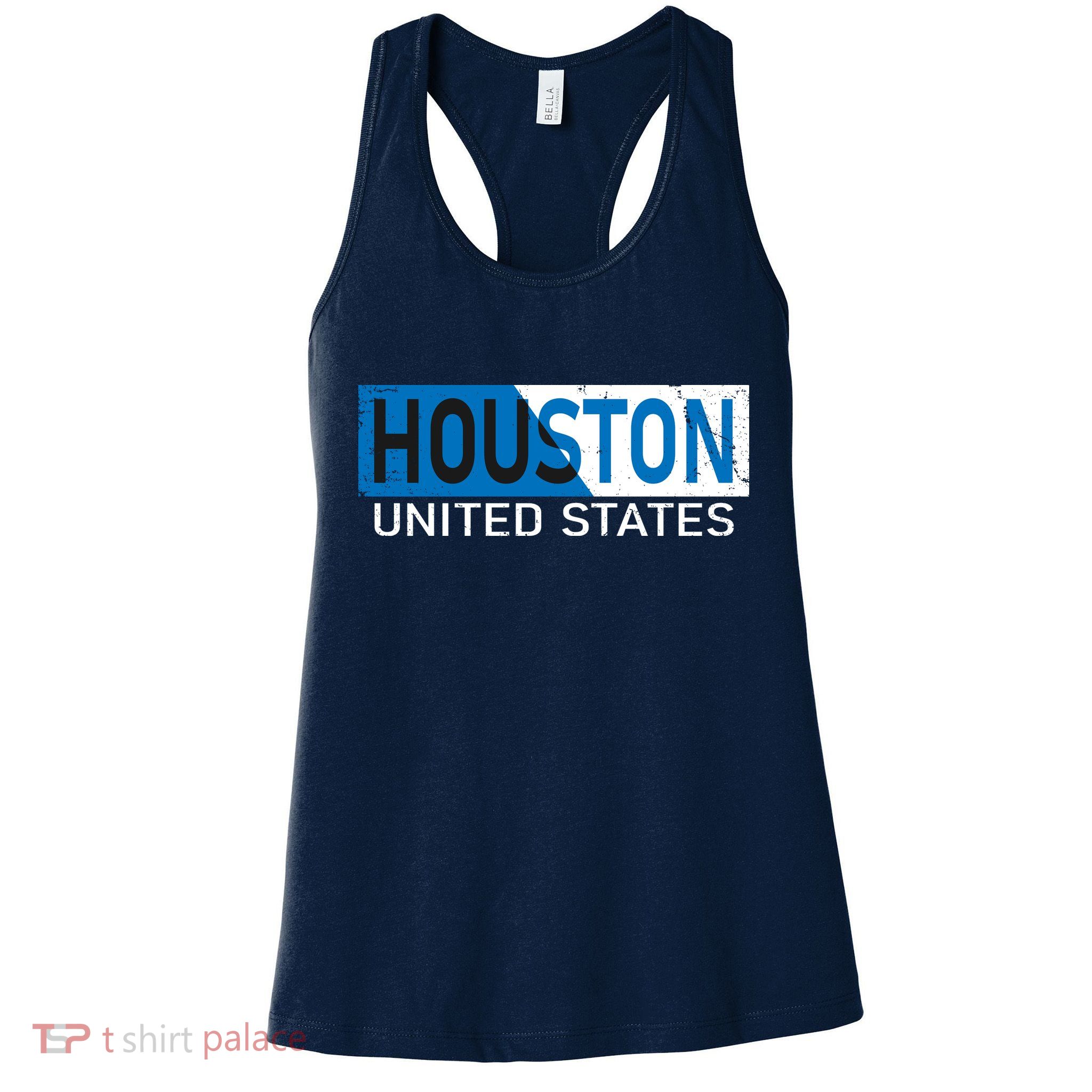 Houston 2 Tone Block Logo Womens Tank Top