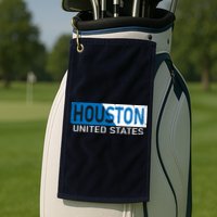 Houston 2 Tone Block Logo Golf Towel