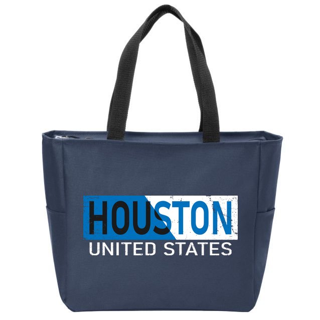 Houston 2 Tone Block Logo Zip Tote Bag