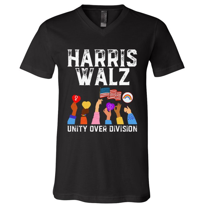 Harriswaltz 2024 Unity Over Division V-Neck T-Shirt