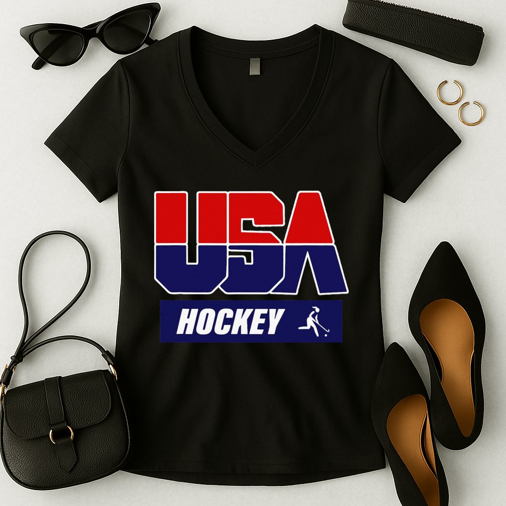 Hockey 2024 Usa Team Women's V-Neck T-Shirt