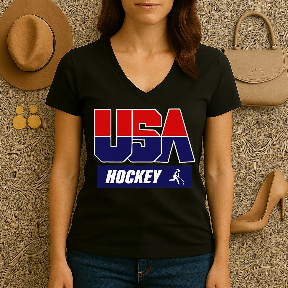 Hockey 2024 Usa Team Women's V-Neck T-Shirt