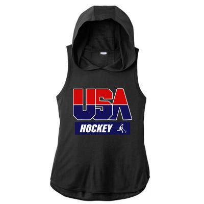 Hockey 2024 Usa Team Ladies PosiCharge Tri-Blend Wicking Draft Hoodie Tank